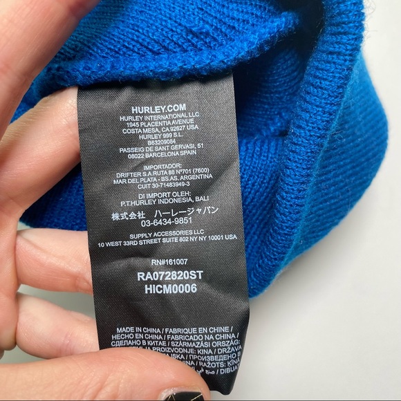 Hurley Beanie Logo Icon Staples Beanie Winter Hat blue Adult NWT one size - Picture 6 of 7